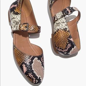 Alina Mary-Jane Flat in Snake Embossed Leather